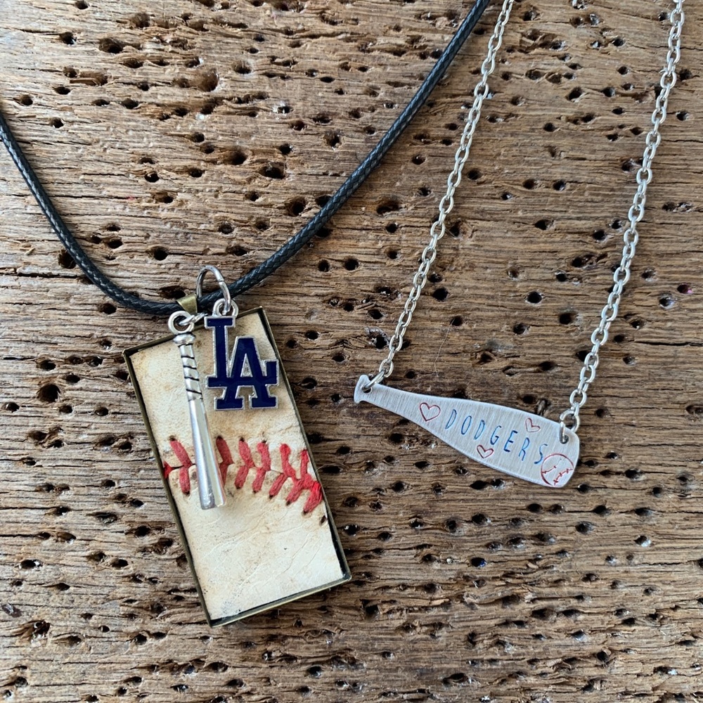 Dodgers Baseball Bat or Ball Necklace